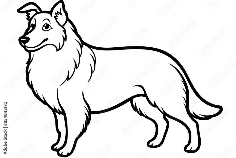 Obraz premium Shepherd - line art of a Standing Shepherd Dog, in black and white vector illustration.