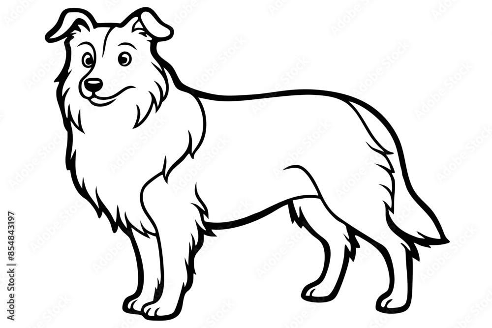 Obraz premium Shepherd - line art of a Standing Shepherd Dog, in black and white vector illustration.