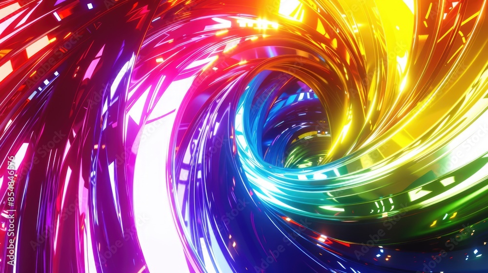 A swirl of colorful lights in a darkened space A swirl of colorful lights in a darkened space