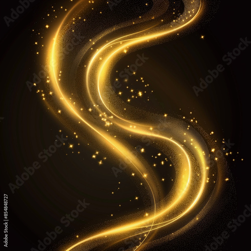 dark abstract, golden swirls of light, light particles, golden spiral, dark gold, golden glow, abstract spiral, light swirls, golden particles, golden light effects, left swirl, right swirl