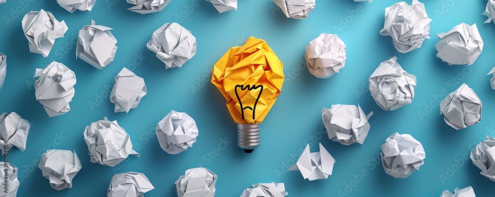 Light bulb concept with crumpled paper symbolizing creativity and ideas Light bulb concept with crumpled paper symbolizing creativity and ideas