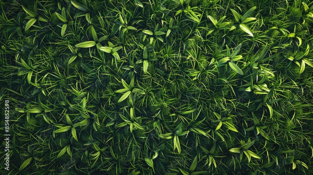 Fototapeta premium A close-up view of lush green grass with blades and texture