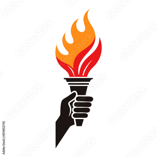 Hand-holding torch logo icon vector template illustration