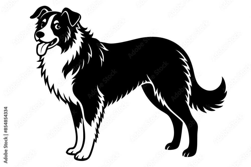 Obraz premium Shepherd - An silhouette of a Standing Shepherd Dog, in black and white vector illustration.