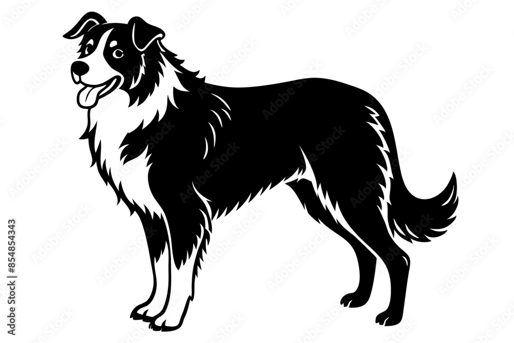 Shepherd - An silhouette of a Standing Shepherd Dog, in black and white vector illustration. Shepherd - An silhouette of a Standing Shepherd Dog, in black and white vector illustration.