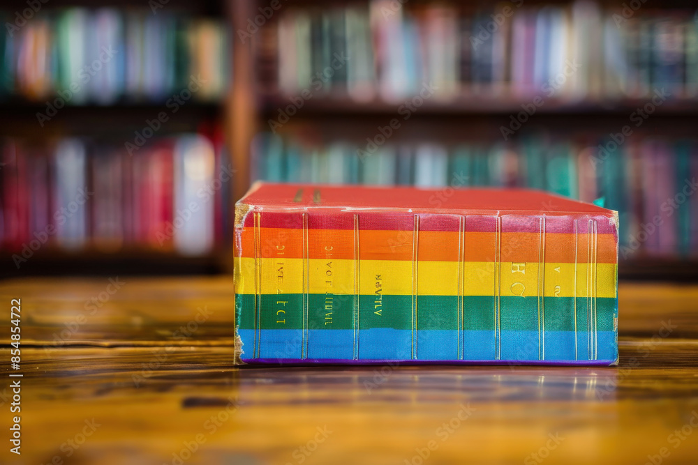 Obraz premium Colorful Rainbow Book in Library