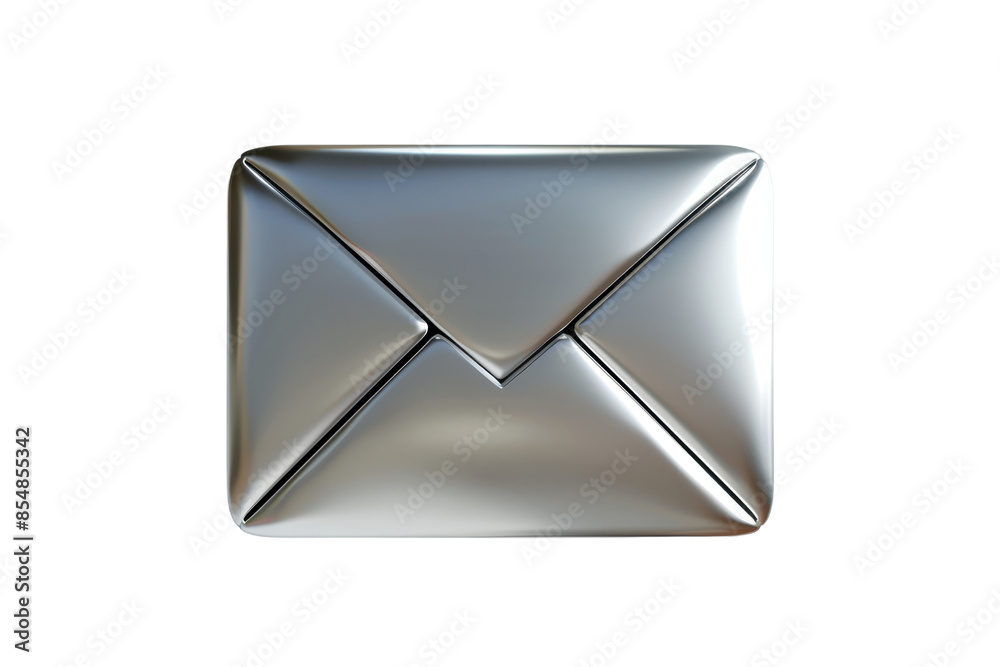 A sleek, shiny envelope icon in metallic silver, representing digital communication, email, and messaging in a modern design. A sleek, shiny envelope icon in metallic silver, representing digital communication, email, and messaging in a modern design.