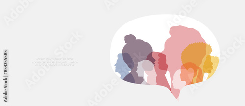 Different women in chat bubble. Communication concept.