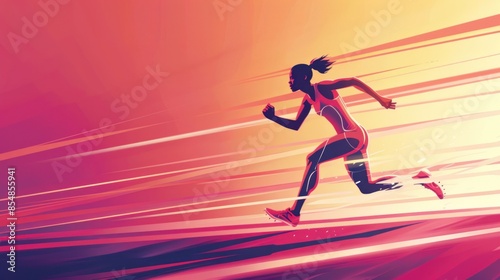 Dynamic Runner Silhouette against a Sunset