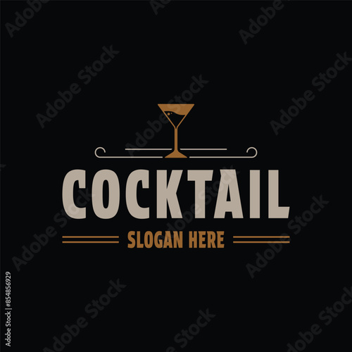 cocktail wine logo design concept vintage retro style
