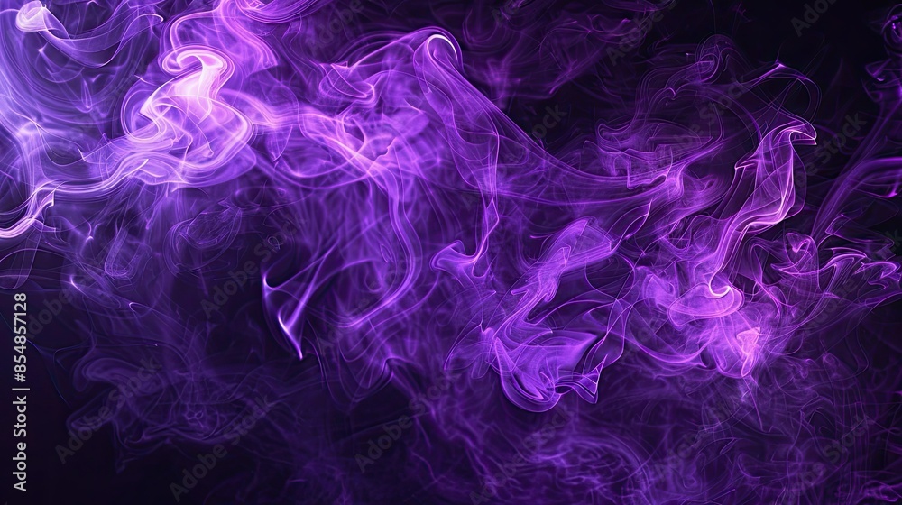 Neon purple smoke swirling against a black backdrop. Mysterious and enchanting vapor art Neon purple smoke swirling against a black backdrop. Mysterious and enchanting vapor art