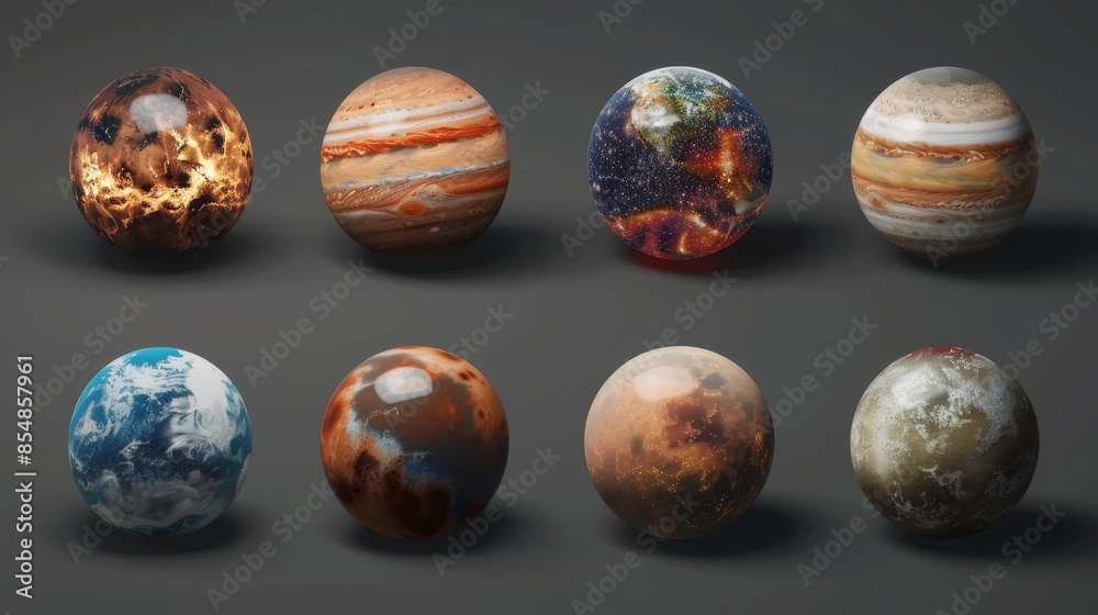 Realistic planets isolated on a transparent background rendered with generative AI. Realistic planets isolated on a transparent background rendered with generative AI.