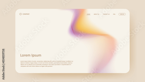 Abstract wave futuristic design of landing page. retro gradient mesh website design