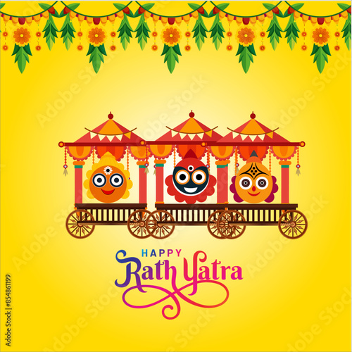 Rath Yatra Chariot Festival of Hindu God Lord Jagannath celebrated in Odisha India