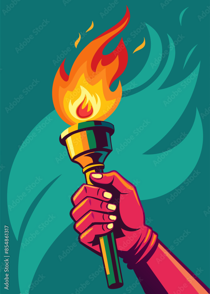 Burning torch with flame vector illustration 