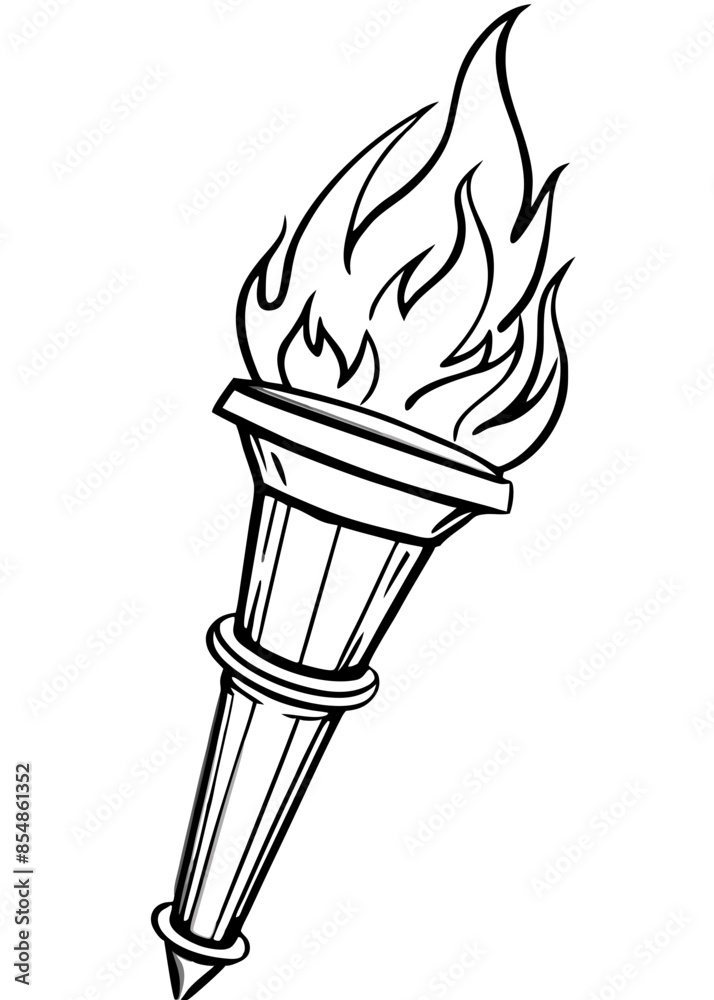 Olympic torch hand-drawn line art vector 
