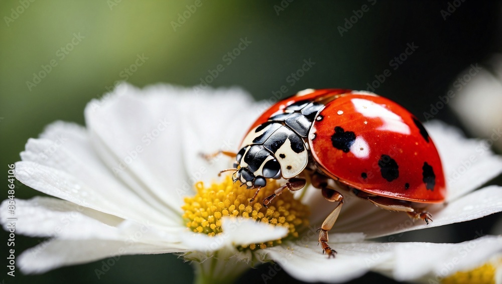 Ladybug on White Flower in Stunning Macro Photography Ladybug on White Flower in Stunning Macro Photography