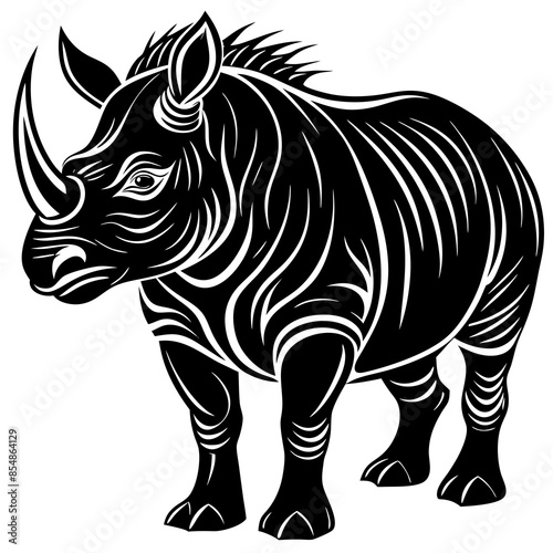 Vector illustration of a rhinoceros animal