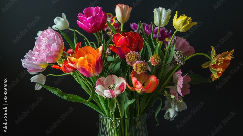 Flowers arranged in a vase during spring Flowers arranged in a vase during spring
