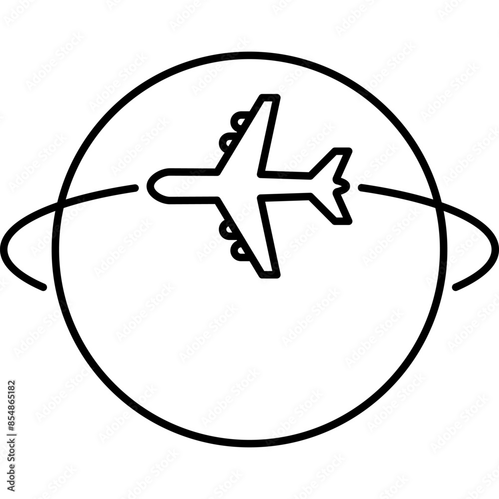 Airplane Around the World. Worldwide Shipping Icon Airplane Around the World. Worldwide Shipping Icon
