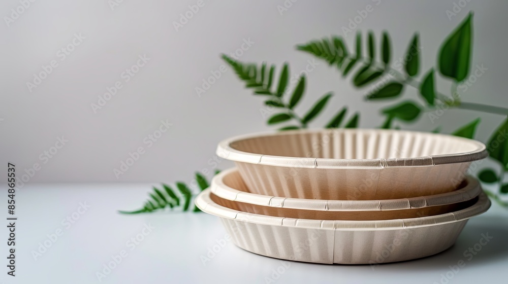 Ecological utensils arranged among leaves on isolated background Ecological utensils arranged among leaves on isolated background