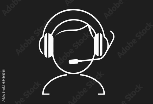 Flat Vector Headphone Icon for Customer Support Assistance