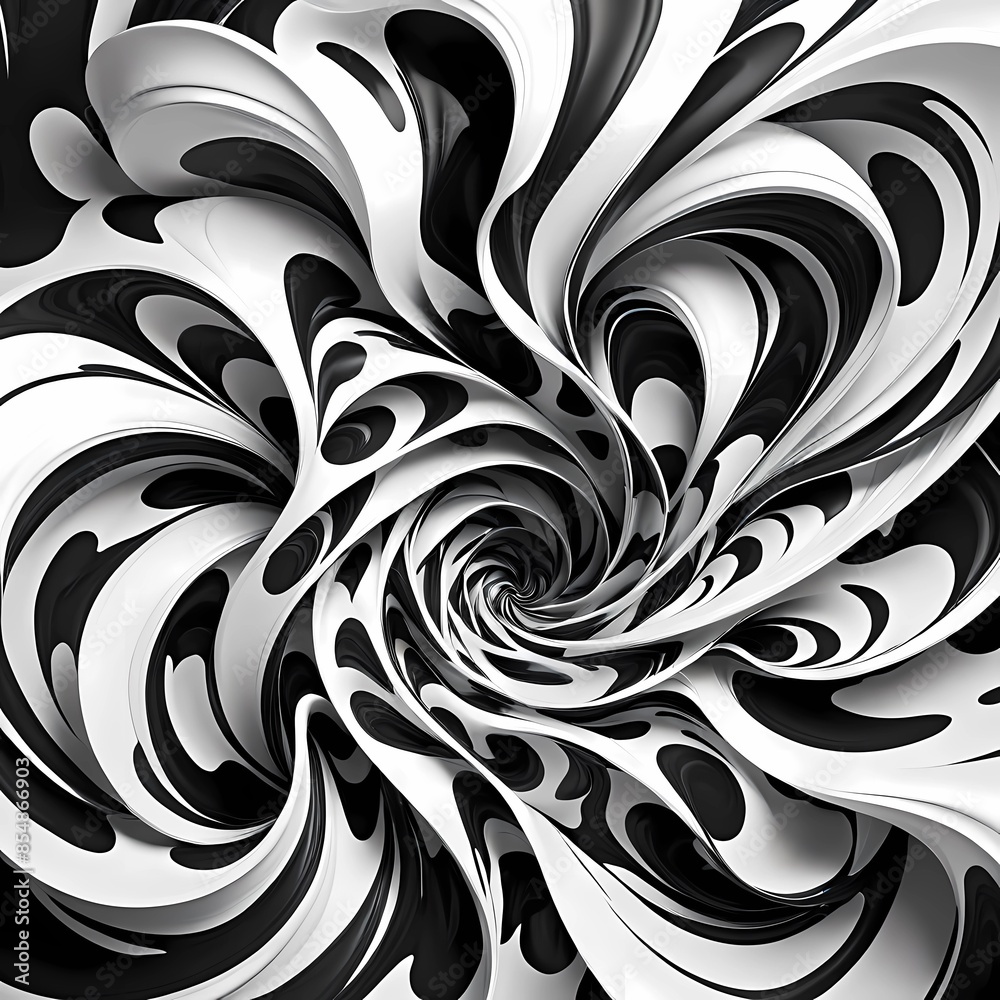 Fototapeta premium Abstract spiral dotted vortex style spinning round networking big data background in cool color combination.