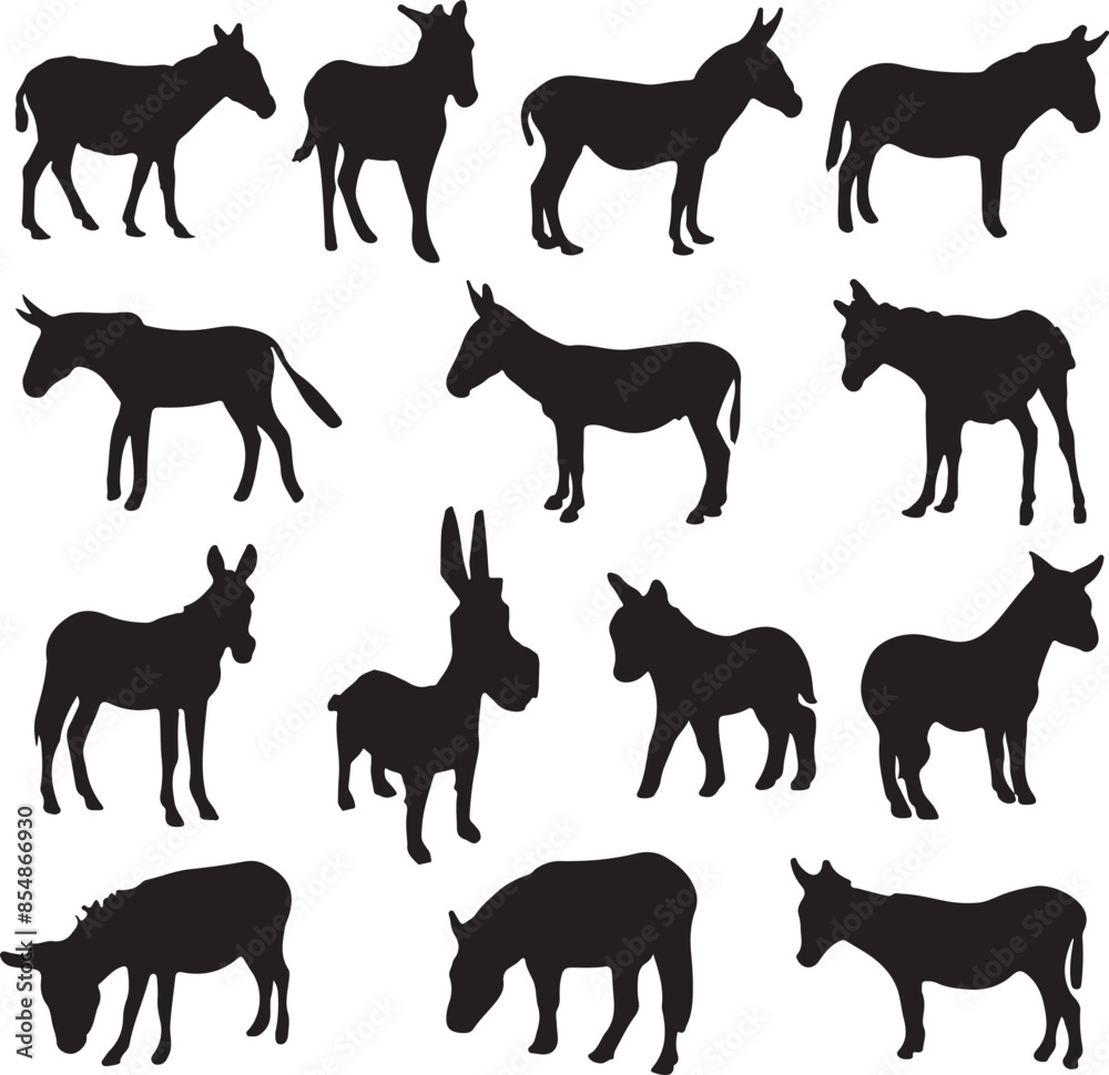 Black donkey silhouette vector art. Black donkey silhouette vector art.