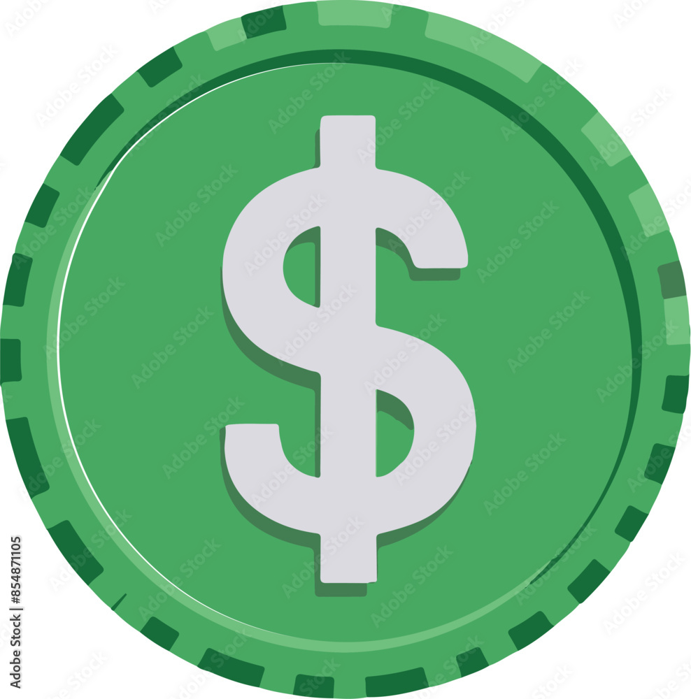 Vibrant Green Dollar Coin Illustration: A Modern, Artistic Representation of Currency in a Refreshing Green Color Palette Vibrant Green Dollar Coin Illustration: A Modern, Artistic Representation of Currency in a Refreshing Green Color Palette