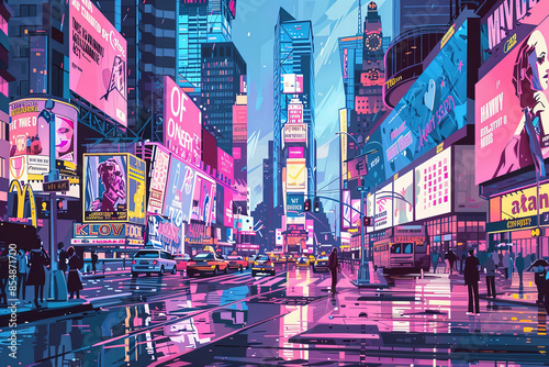 Neon Symphony - Ultra Detailed Illustration of Times Square