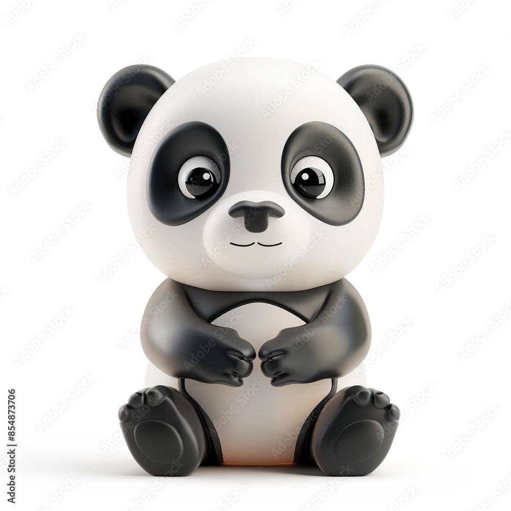Naklejka premium A_3D_toy_cute_panda_isolated_on_white_background