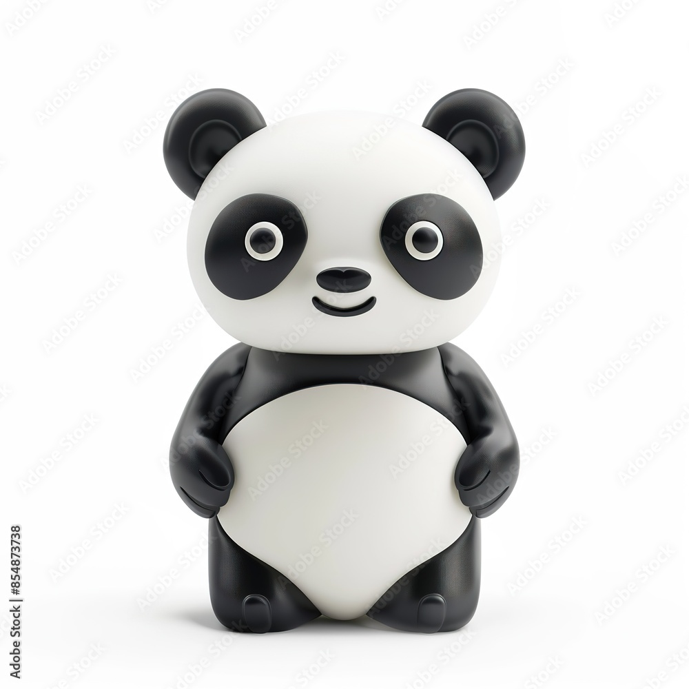 Naklejka premium A_3D_toy_cute_panda_isolated_on_white_background