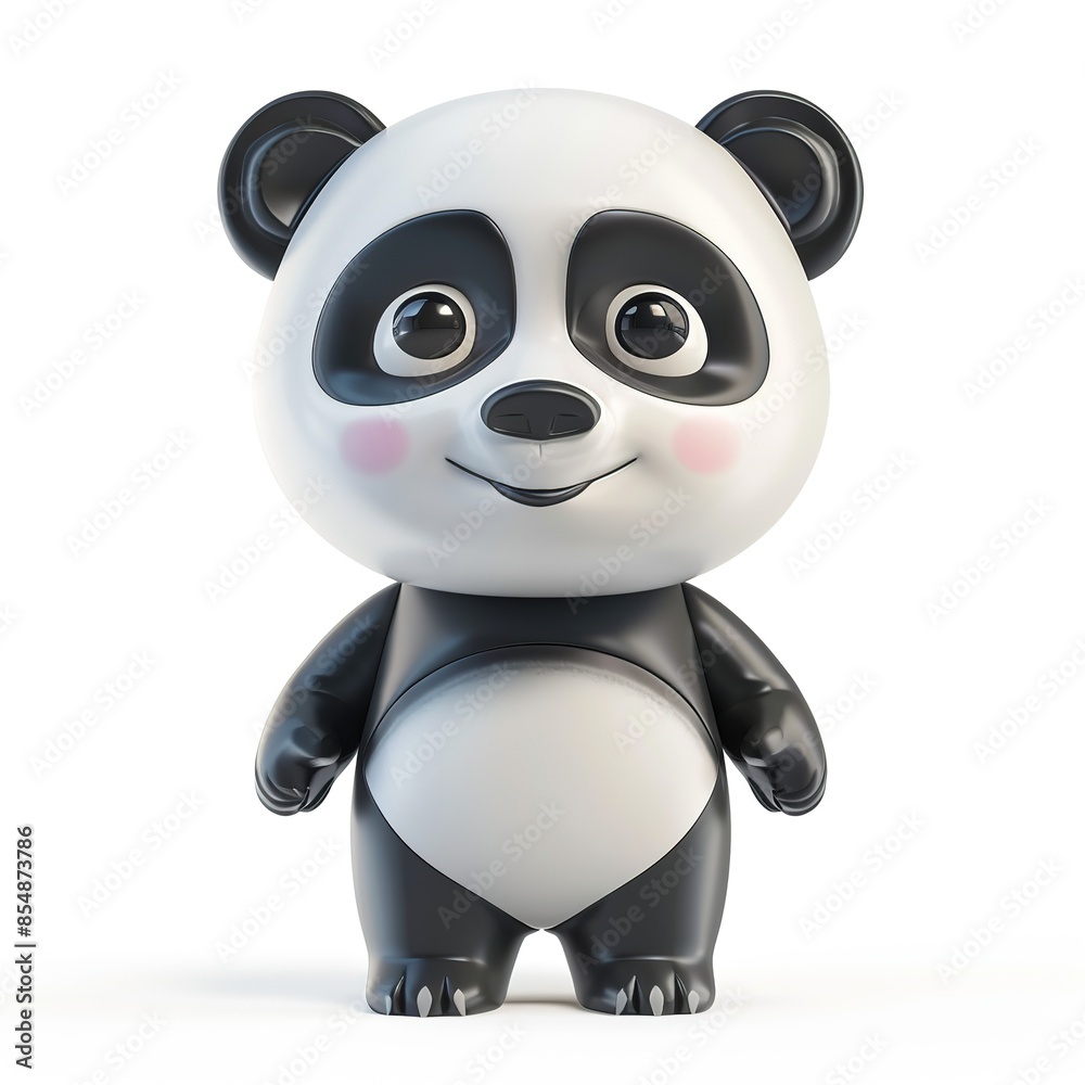 Naklejka premium A_3D_toy_cute_panda_isolated_on_white_background