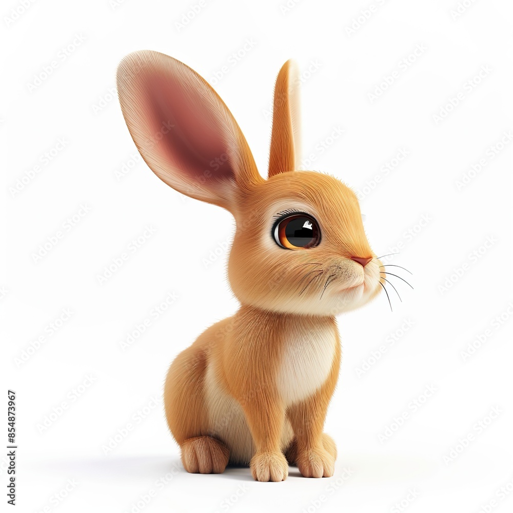 Fototapeta premium A_3D_toy_cute_Rabbit_isolated_on_white_background