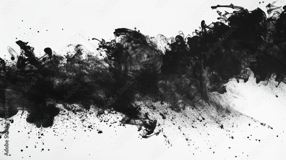 Obraz premium Black ink explosion in white background