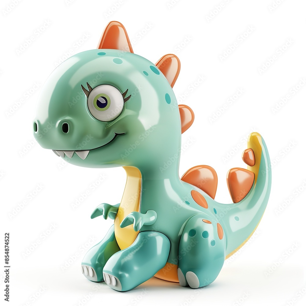 A_3D_color_toy_cute_dinosaur_isolated_on_white_background A_3D_color_toy_cute_dinosaur_isolated_on_white_background