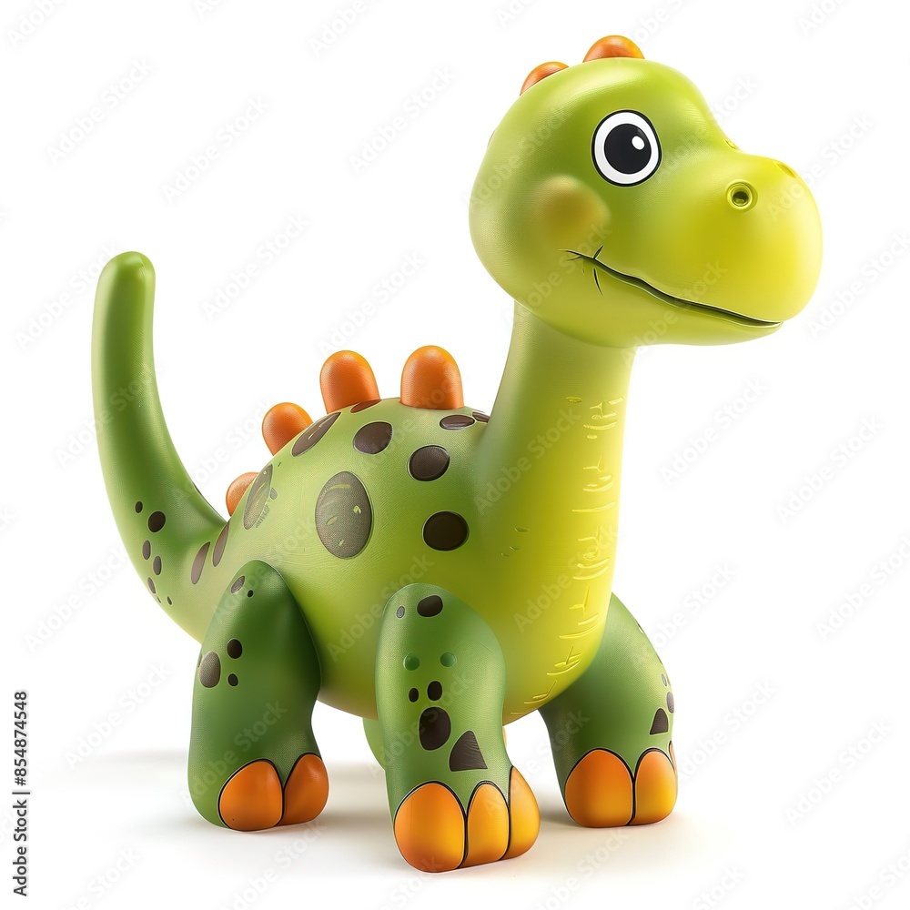Fototapeta premium A_3D_color_toy_cute_dinosaur_isolated_on_white_background