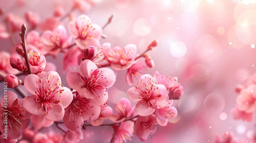 Naklejka premium Pink Blossom Flowers Nature spring time concept