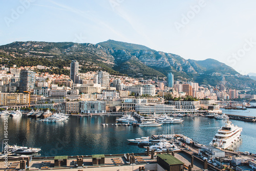 View of Port Hercule in Monaco on a sunny day