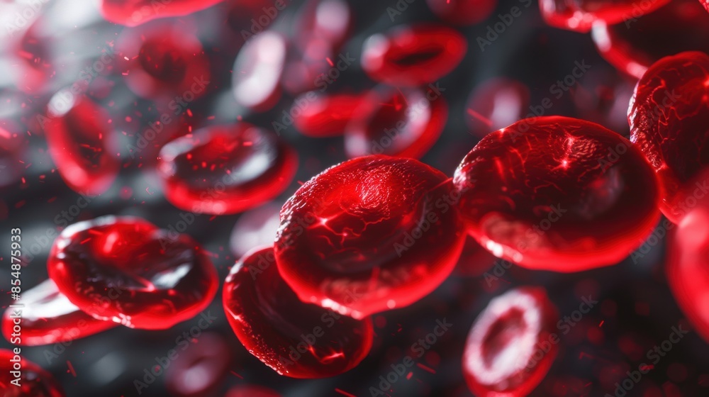 High fidelity microscopic view of red blood cells flowing through a vein High fidelity microscopic view of red blood cells flowing through a vein