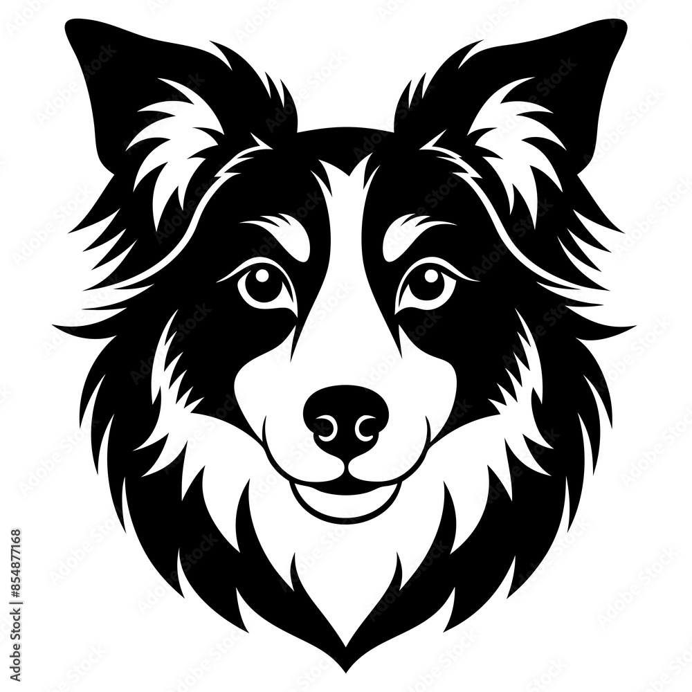 Naklejka premium The head of a Shepherd dog line art, in black and white vector illustration.