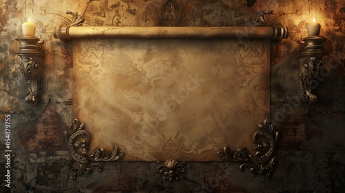 Grunge Scroll with Candlesticks.