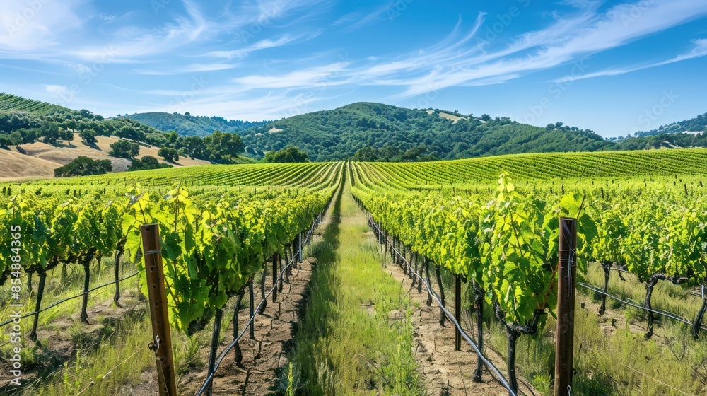 Vineyards and winery on sunset