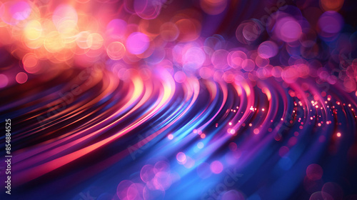 Speed lines background with lines and particles, abstract neon design concept illustration