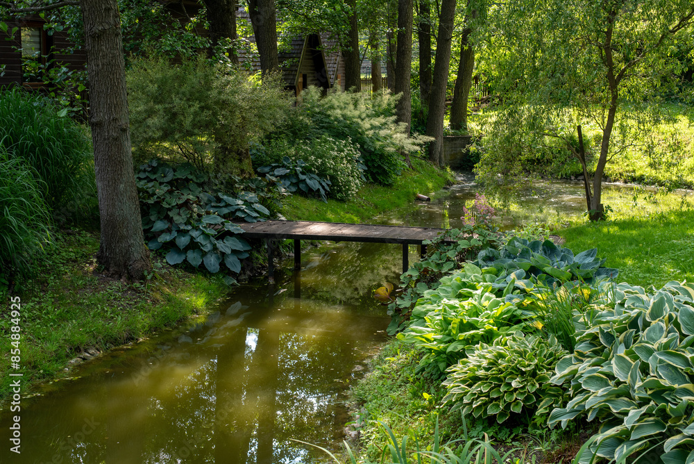 Beautiful Summer Landscape. Lake, bridge and beautiful nature on a sunny day Beautiful Summer Landscape. Lake, bridge and beautiful nature on a sunny day