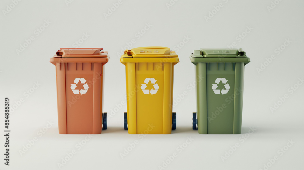 Trash can waste recycling bin, waste management recycling concept 3d illustration Trash can waste recycling bin, waste management recycling concept 3d illustration