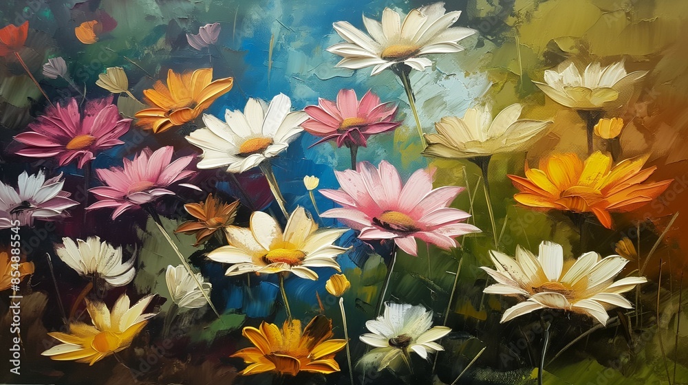 oil painting of daisy flower meadow oil painting of daisy flower meadow