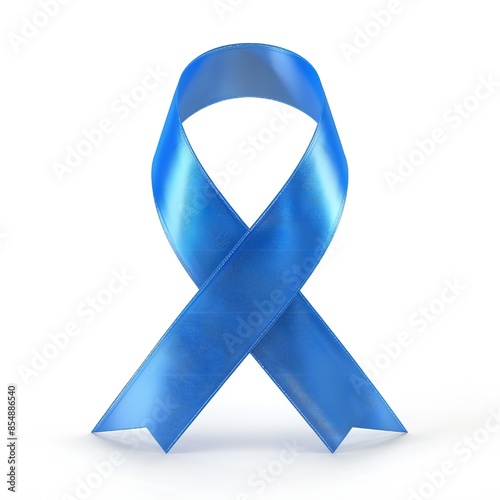 Blue render 3d awareness ribbon isolated on white background Generative Ai 