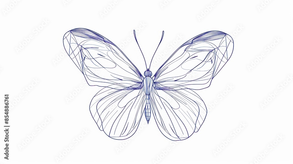 Blue line butterfly art in high detail Blue line butterfly art in high detail
