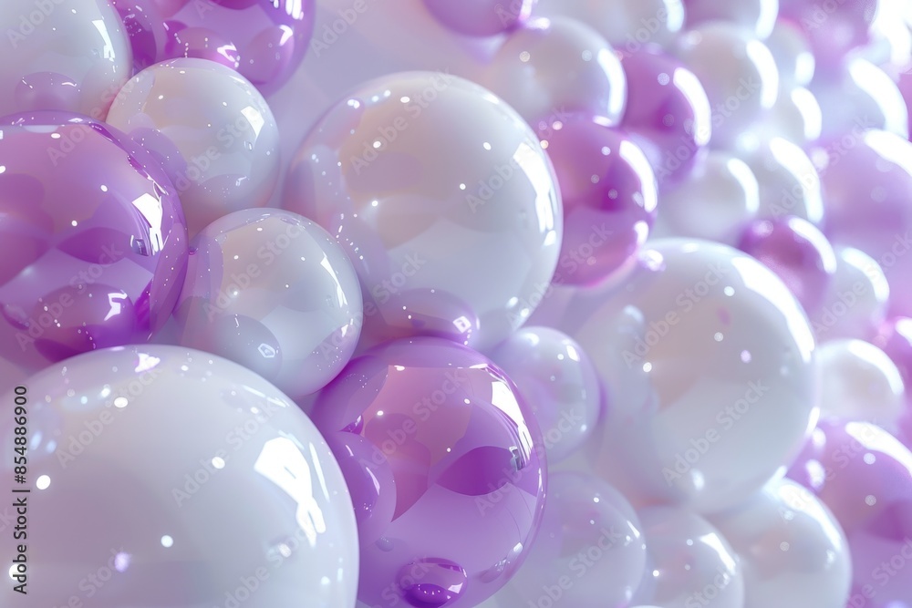 Abstract wall of white and purple spheres creating a visually stunning and modern background Abstract wall of white and purple spheres creating a visually stunning and modern background